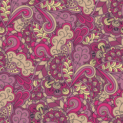 Vector seamless pattern doodle floral hand-drawn.