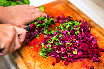 cutting beetroot