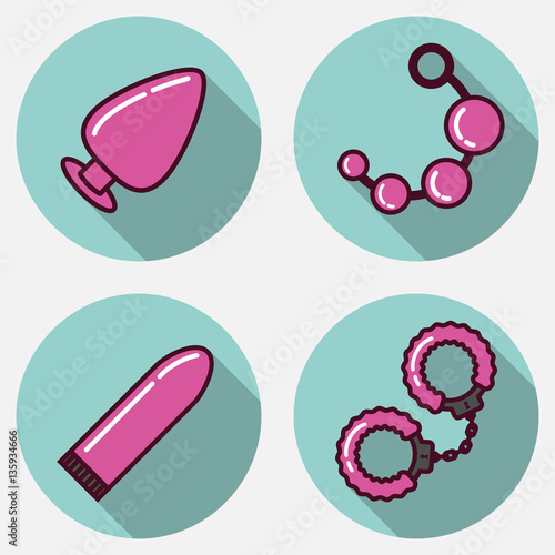 Vector Set Of Sex Toys In The Linear Flat Style Imagens E Vetores De Stock Royalty Free No 