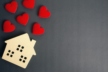 red rose love heart valentine's day decoration element with wood home toy, romantic wedding gift, and happy couple lovely, house of marriage relationship, holiday season greeting vacation