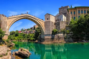 Wall murals Stari Most The Old Bridge in Mostar with emerald river Neretva. Bosnia and Herzegovina.