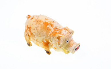 funny toy pig on a white background