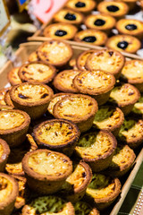 Taiwanese baked egg tart  on display at a stall