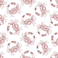 Seamless pattern with stylized crabs. 