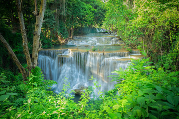 Waterfall in the forest at Huay Mae Kamin waterfall National Par © akkalak