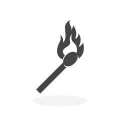 Burning match Icon. Vector logo on white background