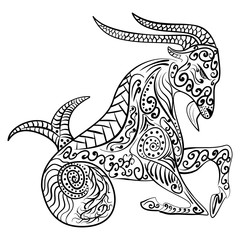 Zentangle zodiac capricorn vector illustration