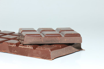 Pieces of a dark chocolate bar