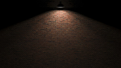 Dark wall with lamp above 3d rendering