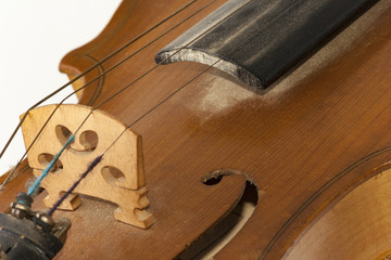 Old wooden violin detail