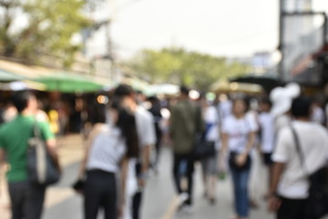 image blur many people at plaza market
