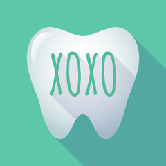 Long shadow tooth with    the text XOXO