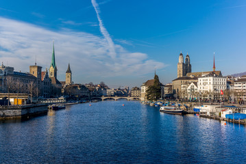 View of the center of Zurich and the Limmat river - 1