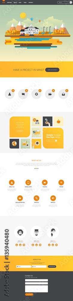 Wall mural one page website design template in professional vector design,