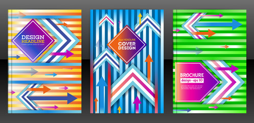 Vector flyer template design with colorful arrows. Leaflet cover presentation abstract flat background. Brochure cover design with arrows. Esp 10