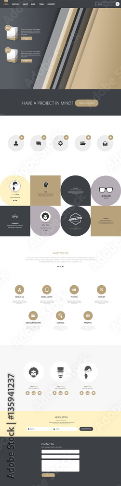 Canvas Prints one page website design template in professional vector design,