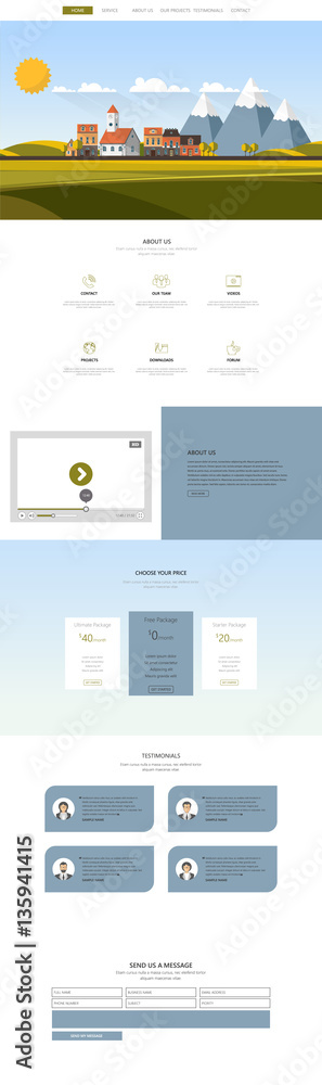 Canvas Prints one page website design template in professional vector design,