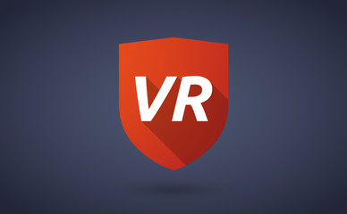 Long shadow shield with    the virtual reality acronym VR