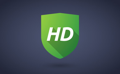 Long shadow shield with    the text HD