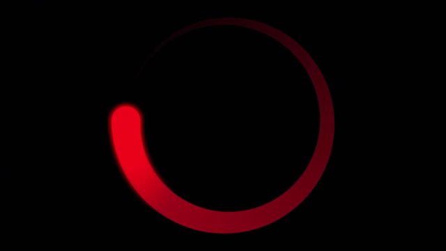A loader - spinner animation: a rotating red tail with a glowing edge. Use: fake mock video buffering, simulate Android / iPhone apps, YouTube buffering / loading.
