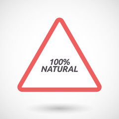 Isolated warning signal with    the text 100% NATURAL