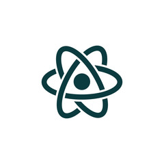 Atom Icon in trendy flat style isolated on white background. Ato - obrazy, fototapety, plakaty