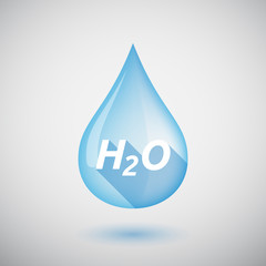 Long shadow water drop with    the text H2O