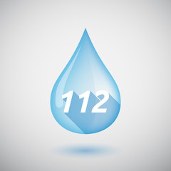 Long shadow water drop with    the text 112