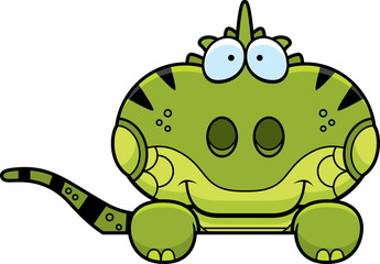 Cartoon Iguana Peeking
