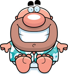 Naklejka premium Cartoon Tourist Sitting