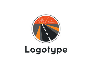 Logotype transportation, road, highway.Construction vector icon idea with highway in negative space.