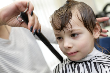 Boy in barbershop