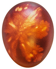 Fototapeta premium Easter Egg Red Dyed and Decorated with Leaves Imprints Isolated on White Background