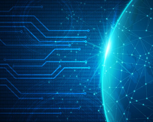 Obraz premium Vector Illustration of a Global Network Connection Concept. Worldwide Media Technology Background.