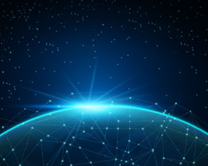 Vector Illustration of a Global Network Connection Concept. Worldwide Media Technology Background.