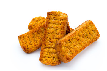 Crumbs of bread croutons. Eco food.