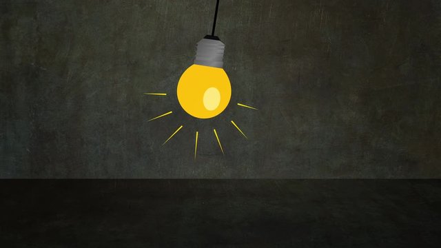 Shining light bulb moving. Concept of energy, business solution and finding ideas.