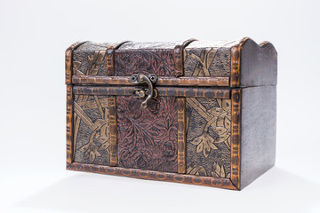 Vintage wooden chest isolated