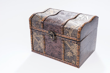 Vintage wooden chest isolated