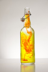 Bottle of amber and red