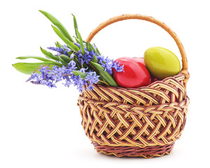 Easter basket with snowdrops.