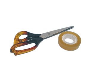 Scissors and tape isolated