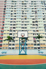 The colorful basketball court of the Choi Hung Estate in Hong Kong