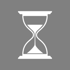 White hourglass vector icon on grey background