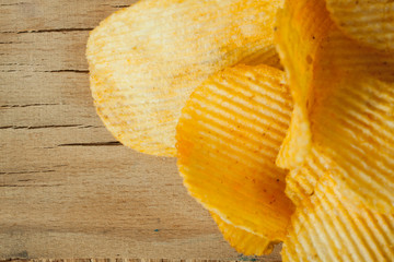 Fried potato chips corrugated