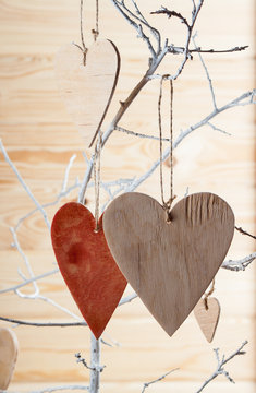 Heart from clothing on wood branch