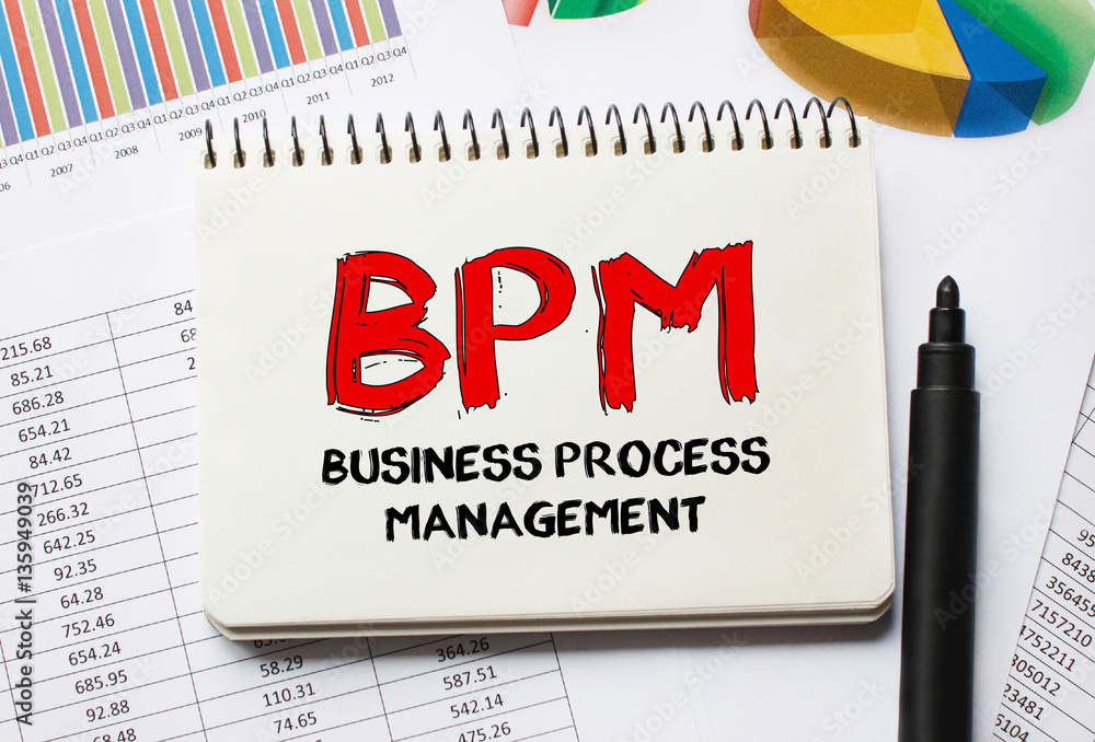 Poster notebook with tools and notes about bpm, concept