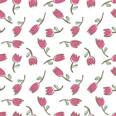 Seamless pattern with stylized tulips
