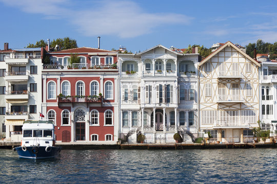 Old wooden houses at the waterfront of the Bosphorus 