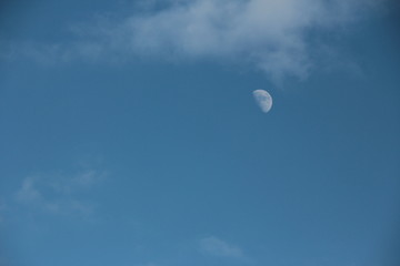 Fototapeta na wymiar Blauer Himmel mit Mond